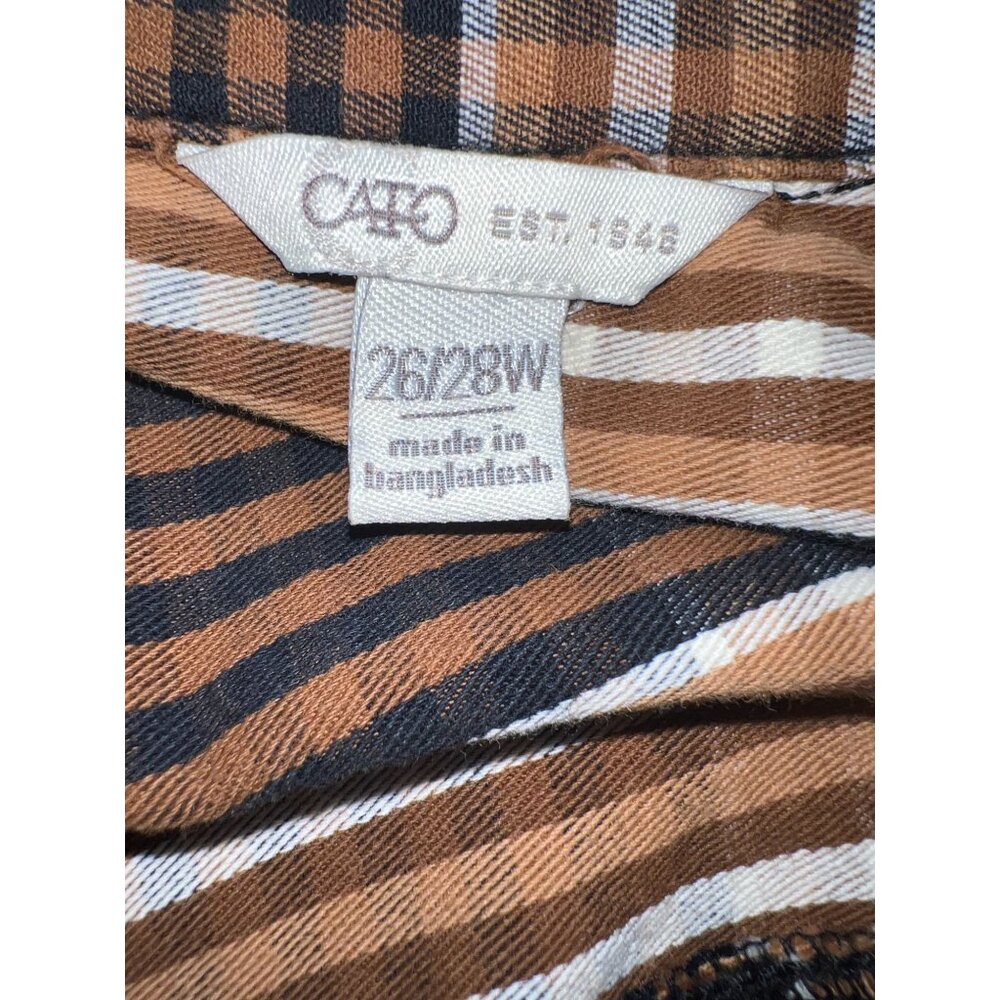 Plus Size Womens Plaid Button-Up Cropped Shirt 26/28W By Cato - Picture 4 of 11